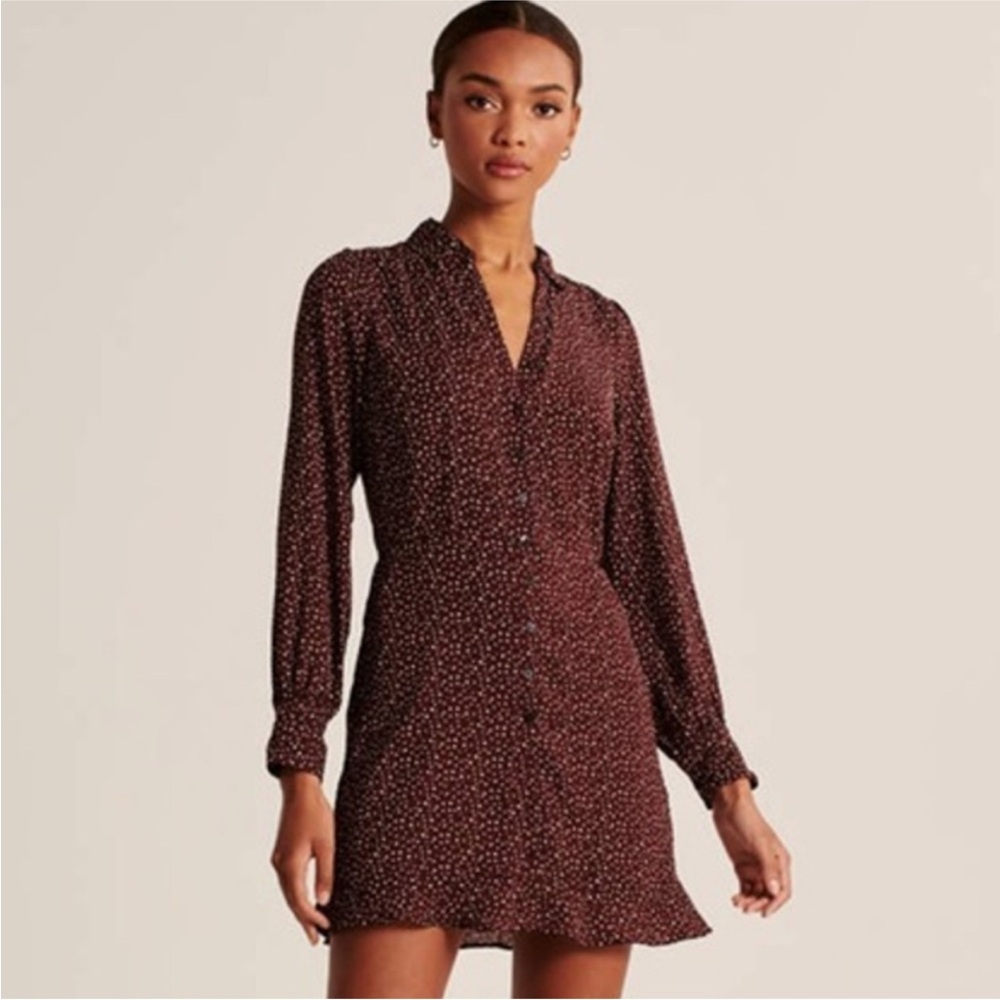 NWOT Abercrombie &‎ Fitch Mini Dress Polka Dot Long Sleeve Ruffle Tie Waist